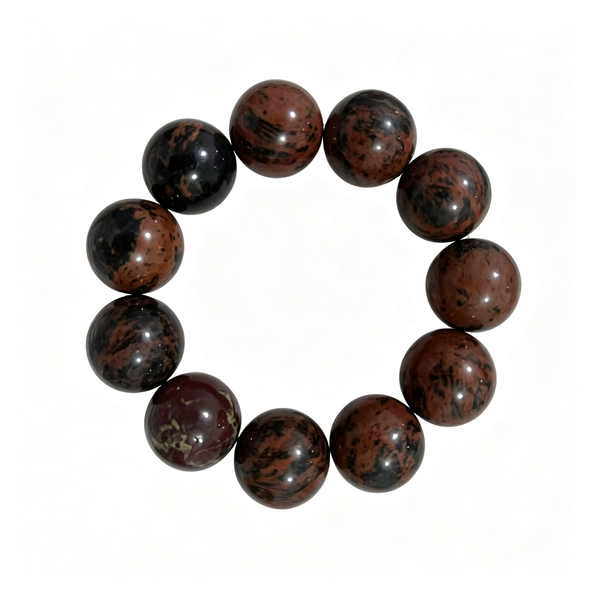 20mm Red Obsidian Natural Crystal Stretch Bracelet Unisex 2 Size Options