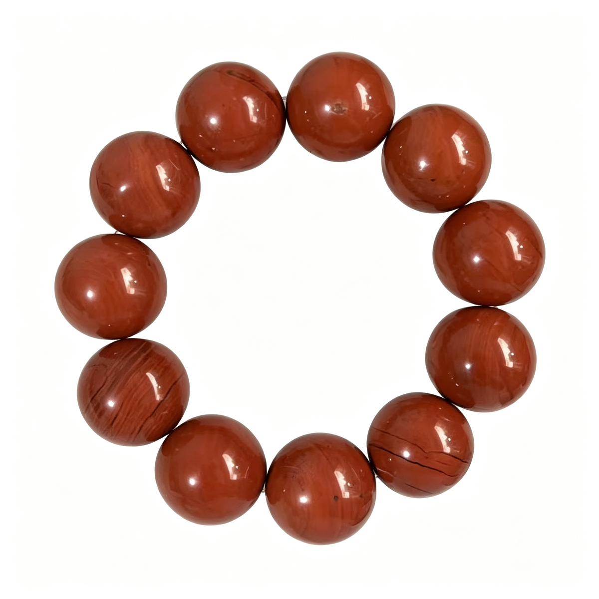 20mm Red Jasper Natural Crystal Stretch Bracelet Unisex 2 Size Options