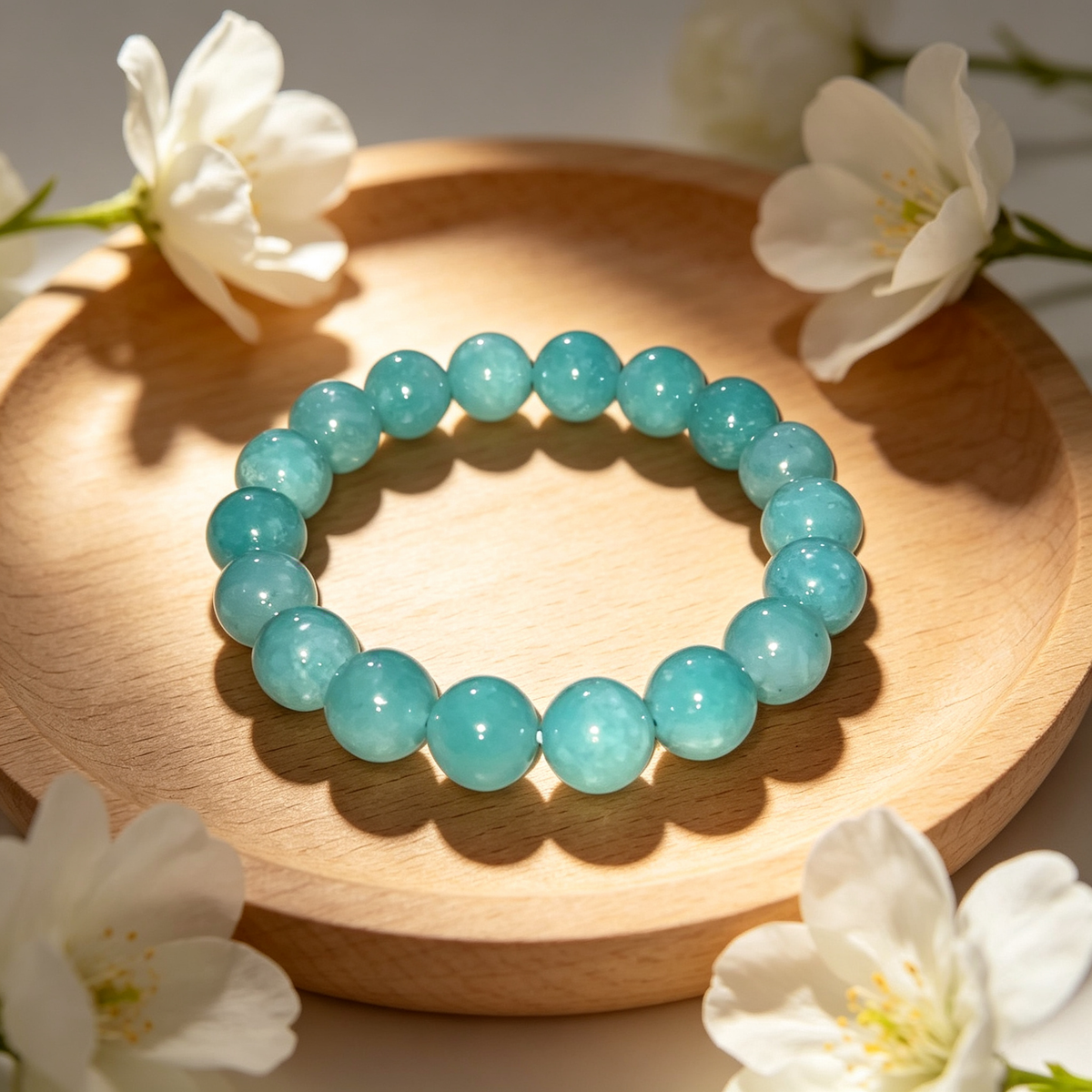 11mm Amazonite Natural Crystal Stretch Bracelet Unisex 2 Size Options