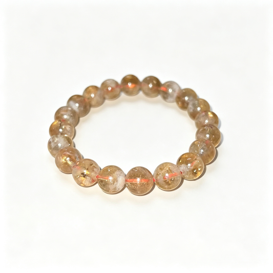 10mm Citrine Natural Crystal Stretch Bracelet Unisex 2 Size Options