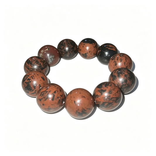 20mm Red Obsidian Natural Crystal Stretch Bracelet Unisex 2 Size Options