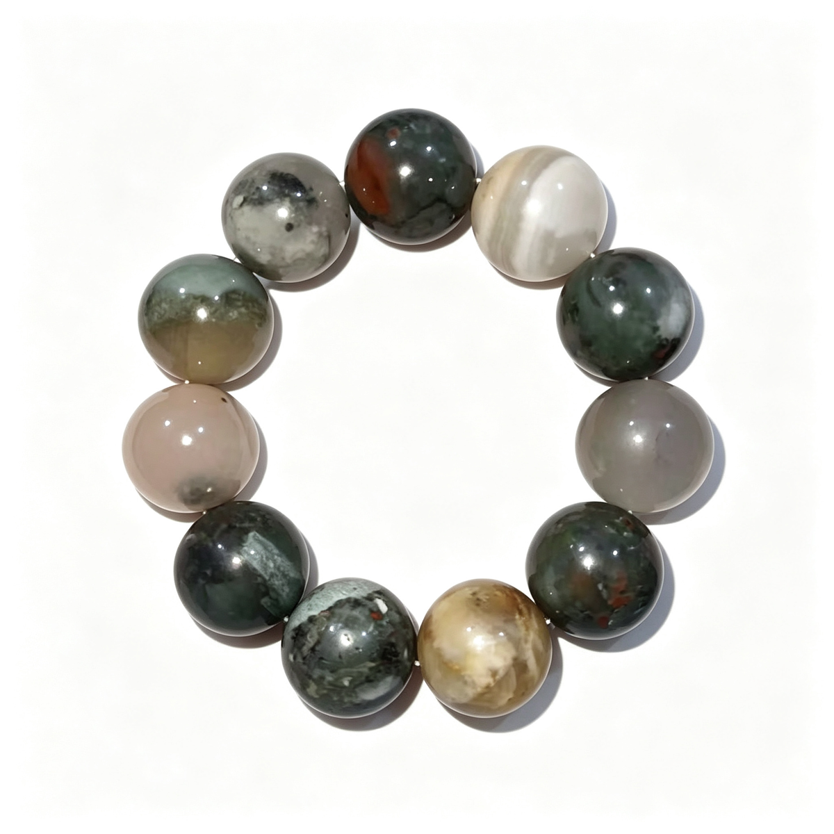 20mm African Blood Stone Natural Crystal Stretch Bracelet Unisex 2 Size Options