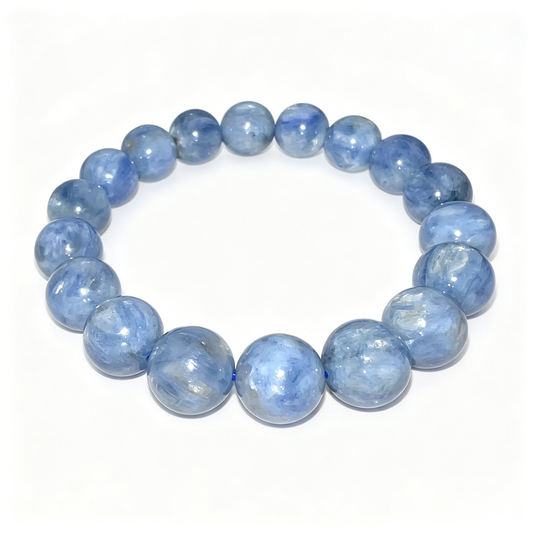11-12mm Kyanite Natural Crystal Stretch Bracelet Unisex 2 Size Options