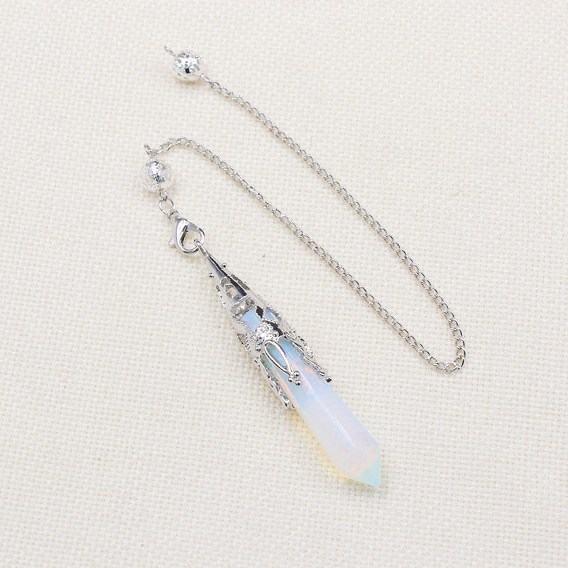 Rock crystal hexagonal column pendulum pendant
