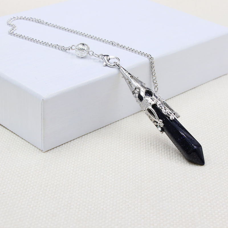 Rock crystal hexagonal column pendulum pendant
