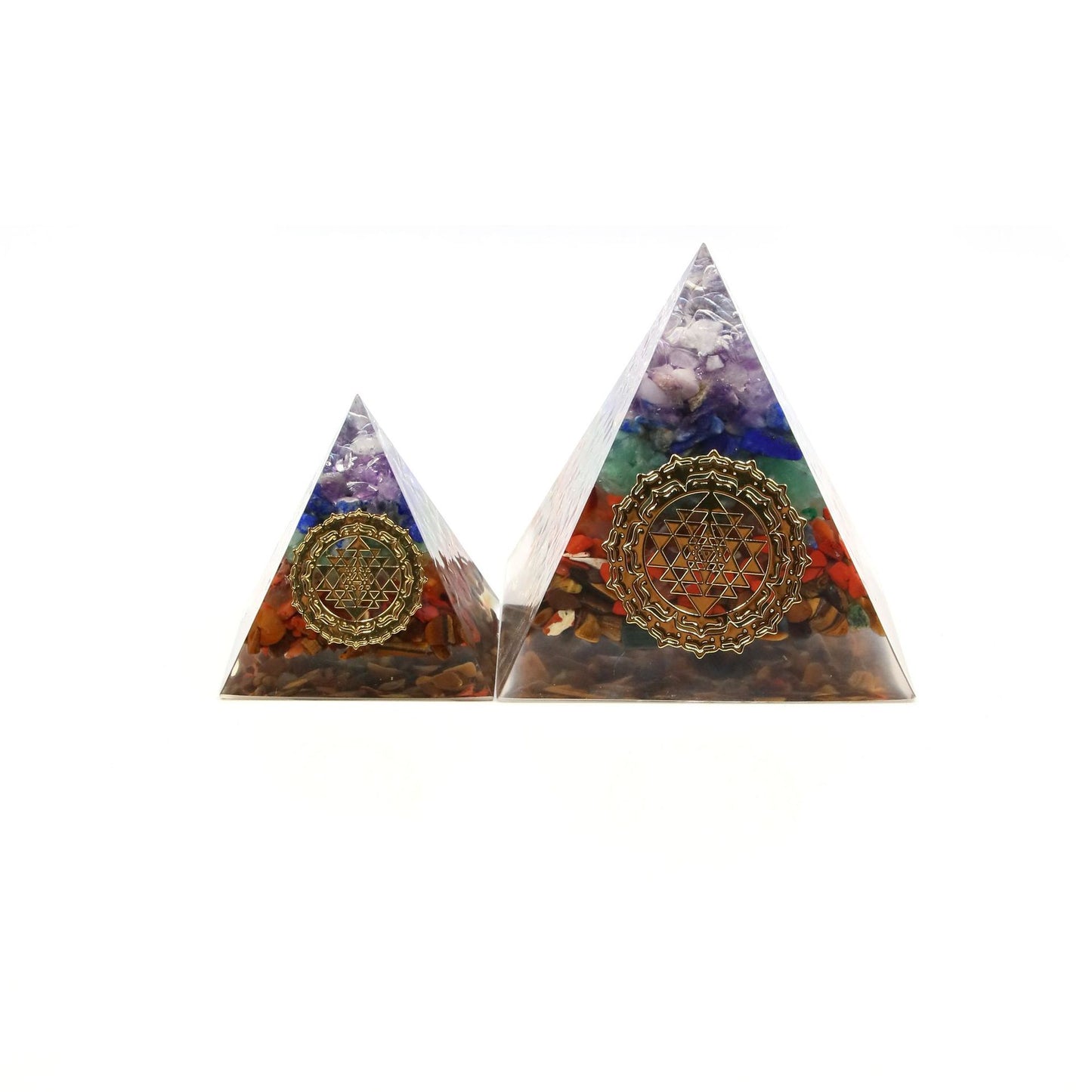 Natural Seven chakra gravel pyramid