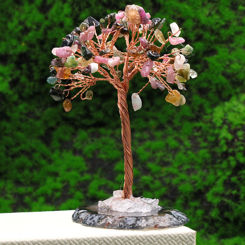Natural Lucky Money Tree  Agate Base Tree Home Decoration 4 inches
