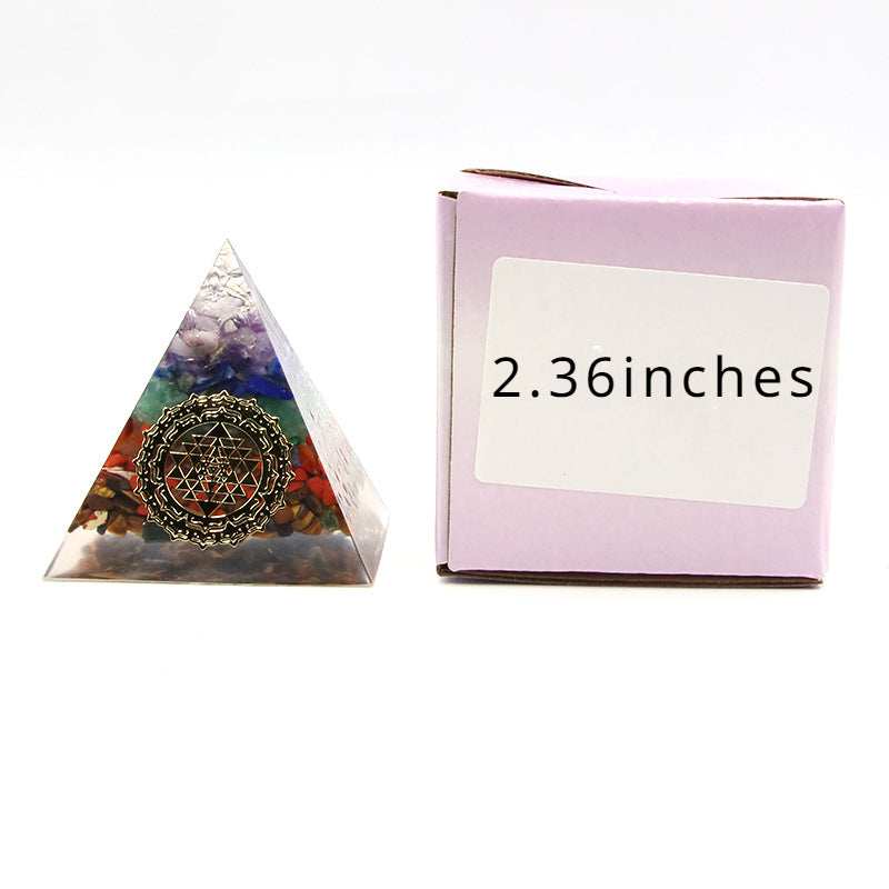 Natural Seven chakra gravel pyramid